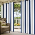 thumbnail image 3 of Navy Blue Stripe Outdoor Curtains for Patio Waterproof,Windproof Privacy Curtains with Weighted Bottom,Geometric Grey White Vertical Striped Outside Drapes for Picnic Garage Yard 54"x95" 2 Panel, 3 of 8