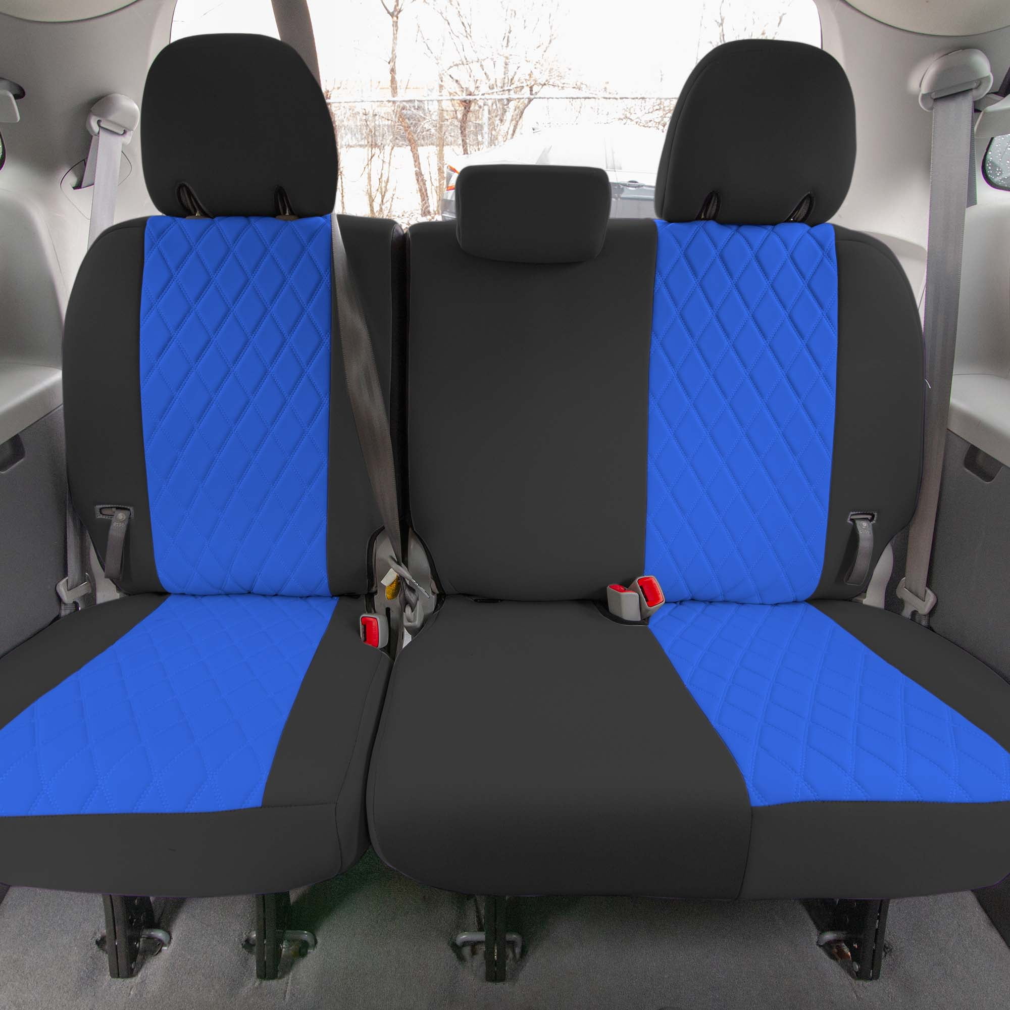 For Toyota Sienna 2011-2020 FH Group Neoprene Waterproof Custom Fit Car Seat Covers - Blue/Black 3rd Row