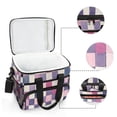 thumbnail image 6 of FORMRS Insulated Cooler Bag 24 Cans Capacity Soft Leakproof Lunch Box with Side Pockets, Pink and Purple Plaid Pattern, 6 of 7