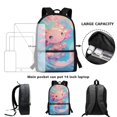 thumbnail image 6 of Uourmeti Cartoon Axolotl Large Capacity Large Capacity Backpack, 17 Inchs Spacious Interior School Backpack Multiple Pockets Student Bookbag for Boys, 6 of 6