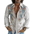 thumbnail image 3 of Axiiglly Men's Button Up Shirts Boho Floral Printed Long Sleeve Regular Fit Shirt, 3 of 6