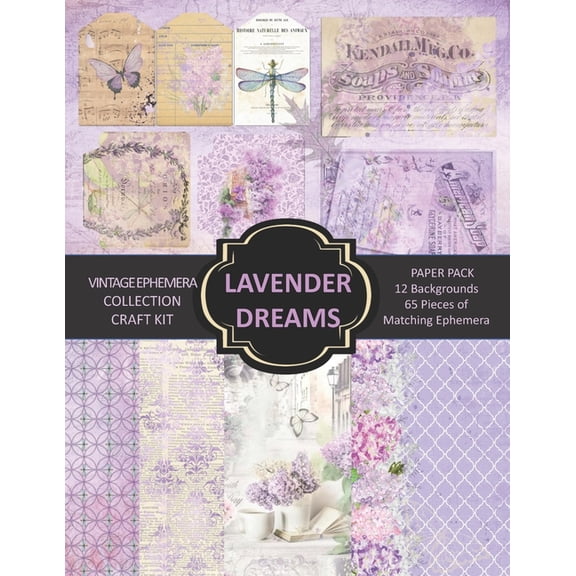 Lavender Dreams Vintage Ephemera Craft Kit: Paper Pack for Scrapbooking, Card Making, Decoupage, or Mixed Media Arts., (Paperback)