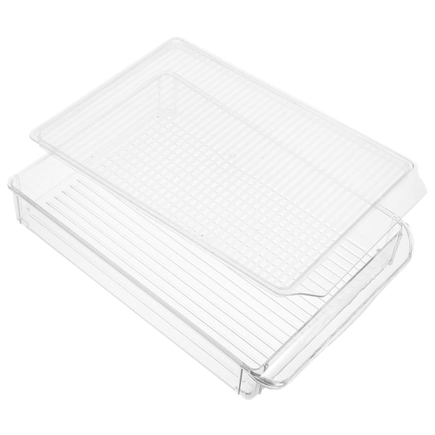 Organizador de refrigerador con tapa, apilable, para el hogar