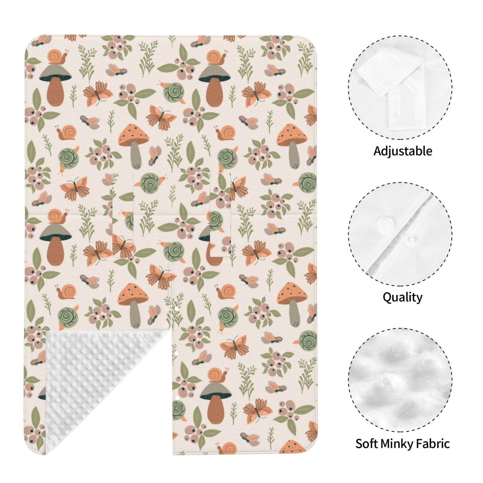 Naloa Forest Mushrooms Insects Baby Car Seat Cover, Breathable Baby Carrier Cover, Multiuse Baby Carrier Cover & Nursing Breastfeeding Cover