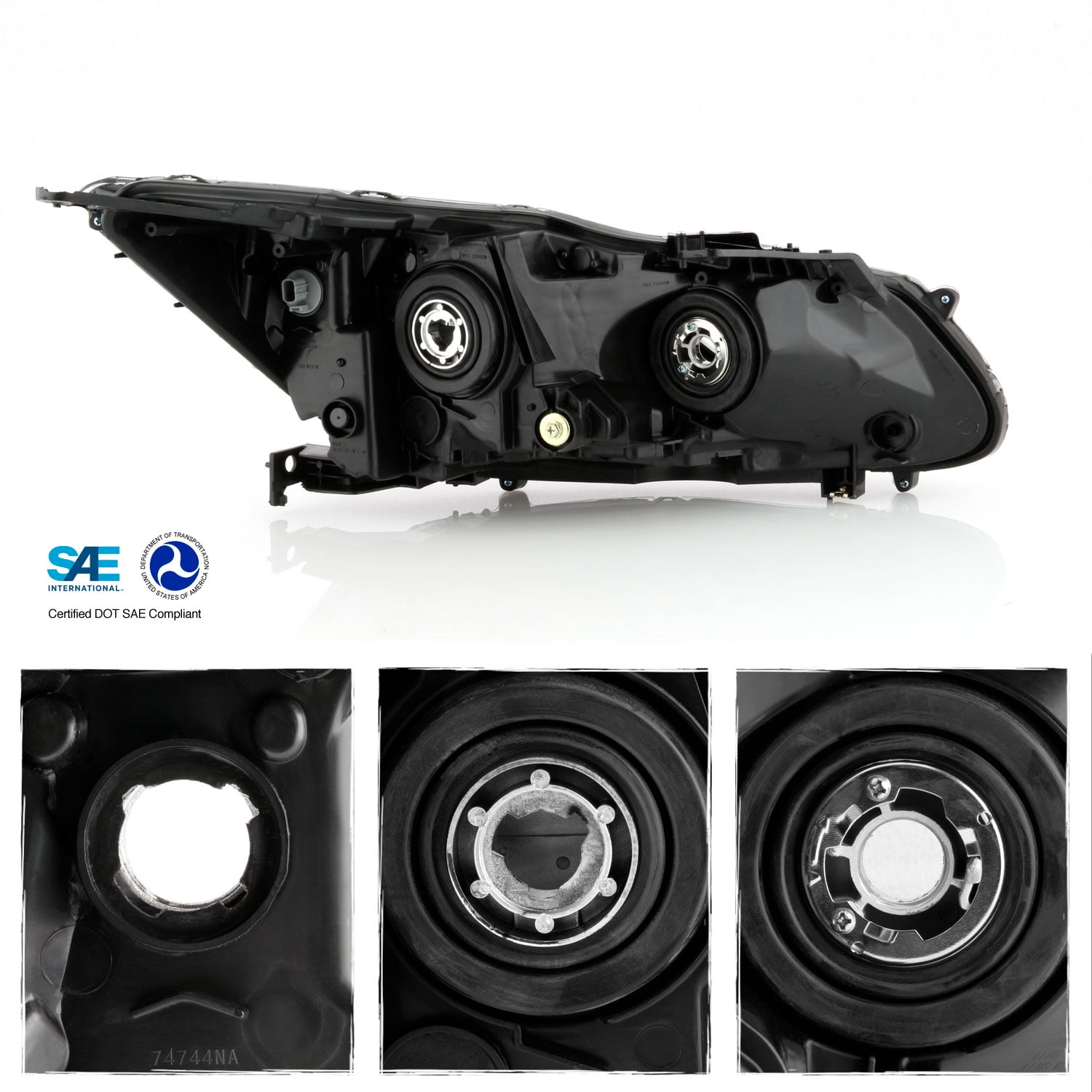 AKKON - Fits 2016-2017 Honda Accord EX EX-L SE Sport Halogen Type [LED DRL Models] Projector Chrome Headlights Pair Left+Right
