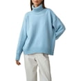 thumbnail image 2 of Liacowi Women Juniors Knitted Turtleneck Sweater Long Sleeve Pullover Retro Jumpers Tops Fall Loose Knitwear for Teen, 2 of 4
