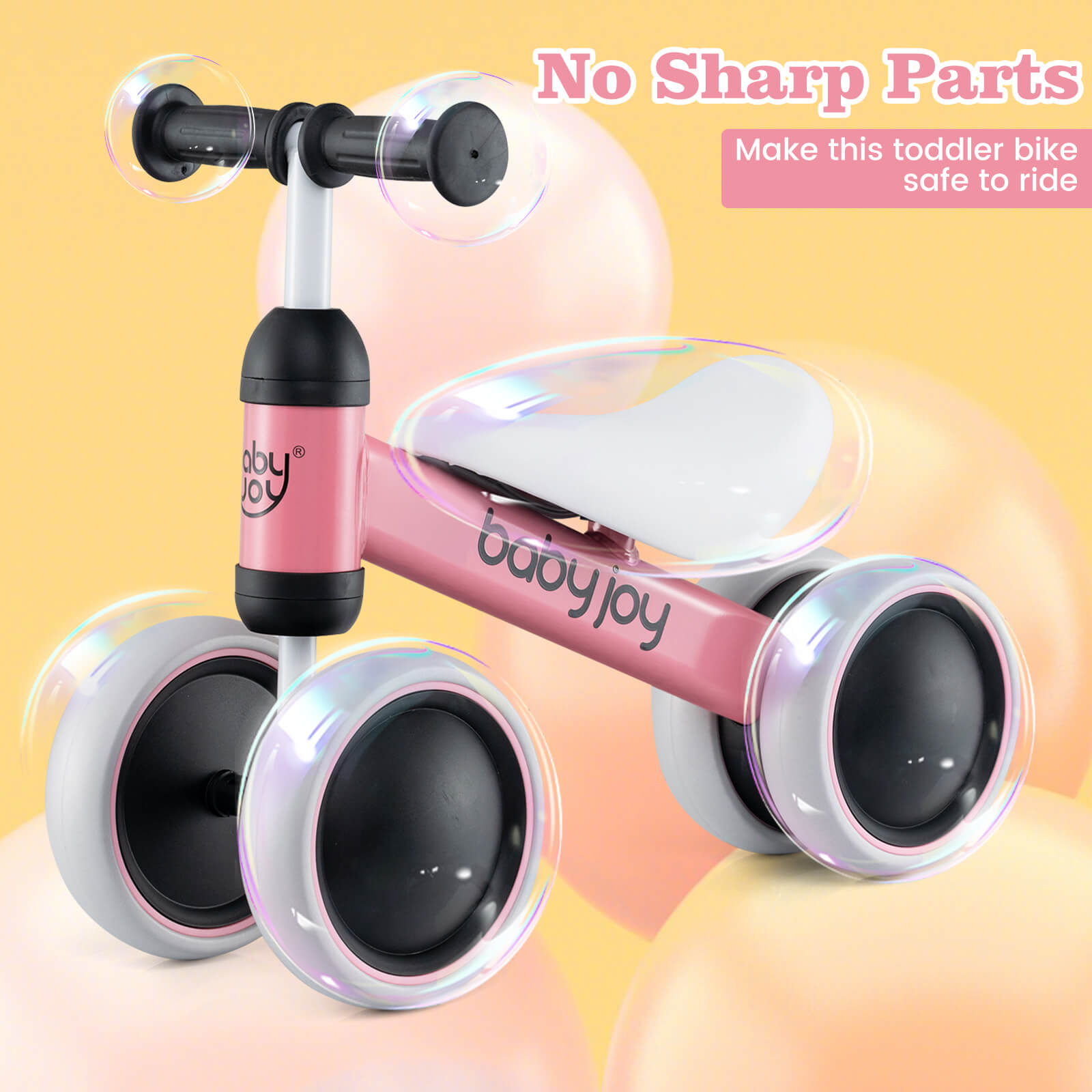 Costway 4-Wheel Balance Bike, Pink photo 6