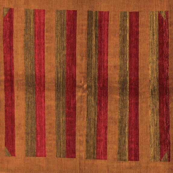 Ahgly Company Indoor Square Abstract Orange Modern Area Rugs, 5' Square
