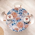 thumbnail image 4 of Ambesonne Rose Pattern Fitted Round Tablecloth, Fantasy Dreamy Flowers, 36"- 40" Diameter, Pale Vermilion Dark Blue, 4 of 5