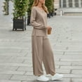 thumbnail image 5 of Fmbrln Womens Sweatsuits 2 Piece Sets Long Sleeve V Neck Sweatshirts Matching Drawstring Elastic Waist Wide Leg Sweatpants Fashion Casual Outfits Sets, 5 of 5