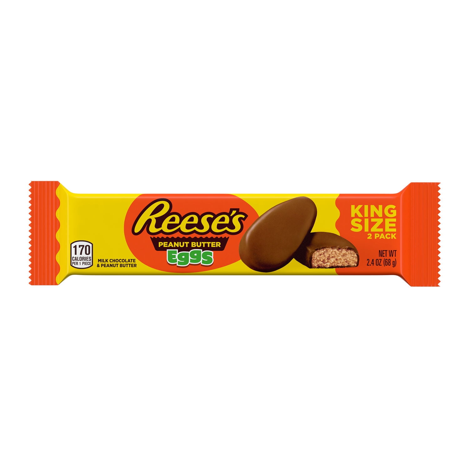 Reese's, Milk Chocolate Peanut Butter Eggs Candy, Easter, 2.4 oz, King Size Pack