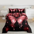 thumbnail image 2 of Homewish Romantic Butterfly Animal Full Size Comforter Sets, Red Sequin Print Bedding Comforter Set, Couple Anniversary Reversible Bedding Sets, Ultra Soft Bedroom Decor, 3-Piece, 2 of 8