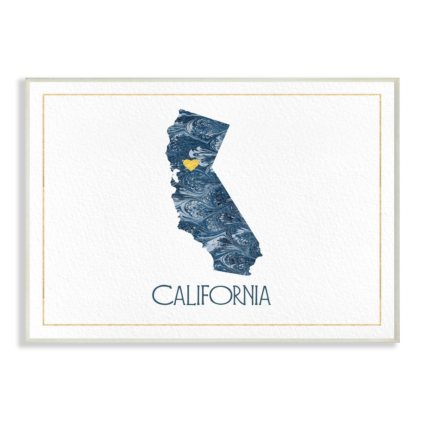 The Stupell Home Decor California Minimal Blue Marbled Paper Silhouette Wall Plaque Art