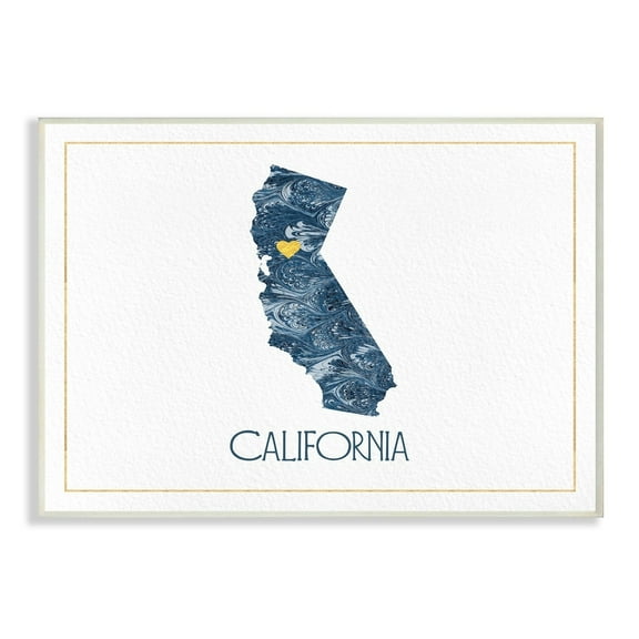 The Stupell Home Decor California Minimal Blue Marbled Paper Silhouette Wall Plaque Art