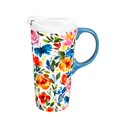 thumbnail image 2 of Evergreen Beautiful Painted Florals Ceramic Travel Cup - 5 x 7 x 4 Inches, 2 of 2