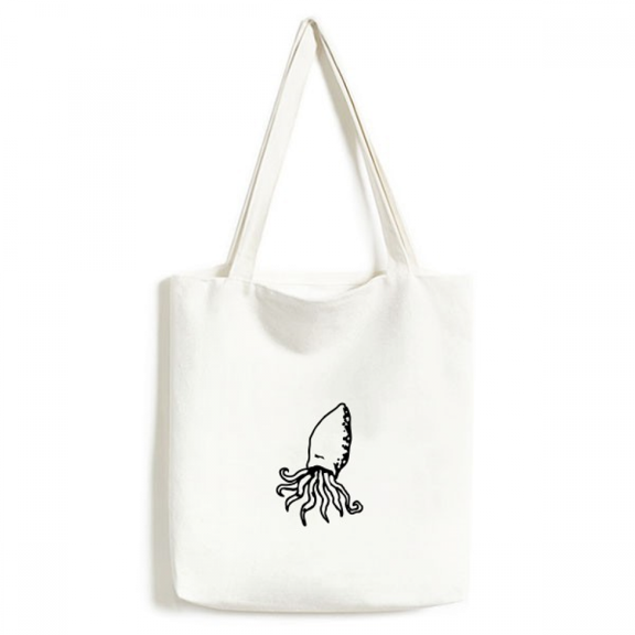 Octopus Marine Life Cartoon Illustration Tote Canvas Bag Shopping Satchel Casual Handbag
