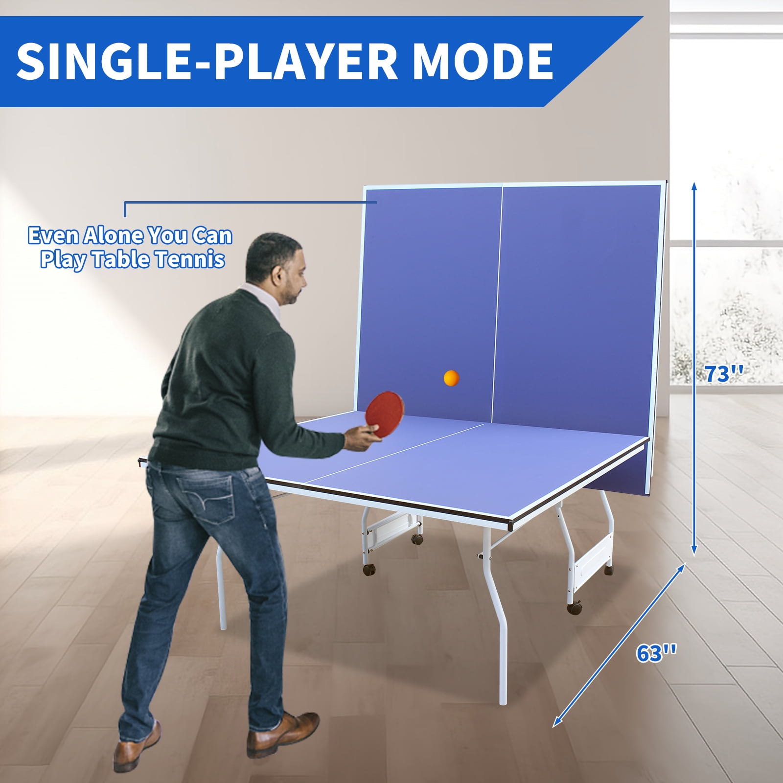 HooKung 9'X5' Foldable Ping Pong table, 0.5'' Thick for Indoor Outdoor