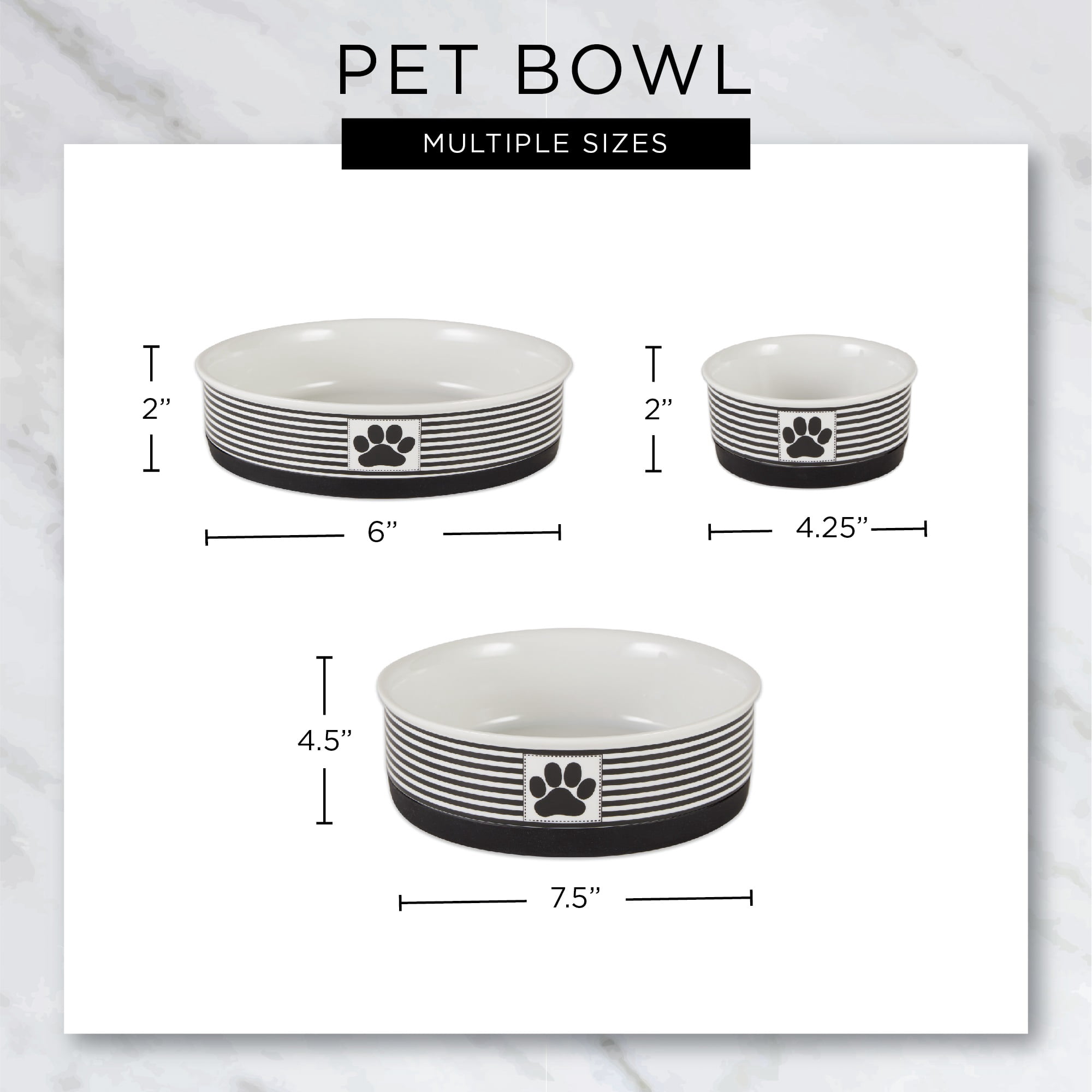 DII Pet Bowl Pink Marble Medium 6Dx2H (Set of 2)