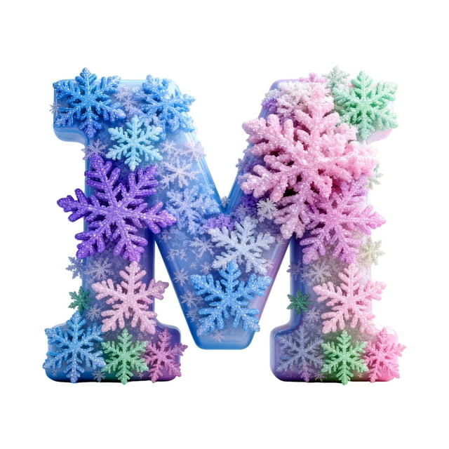 M Snowflake Series 2D Acrylic Backpack Car Pendant Decoration Ornament Alphabet Design M