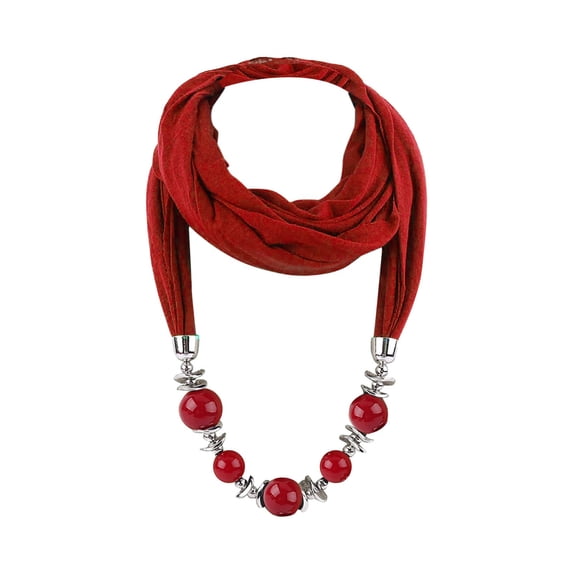 Women's Scarf Sparkling Beaded Pendant with Soft Polyester Tassel Rhinestone Decorative Jewelry Neck Scarf for All Occasions Daily and Party Wear