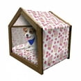 thumbnail image 1 of Cupcake Pet House, Doodle Strawberry Baked Goods Butter Cream Desserts Cake Design, Outdoor & Indoor Portable Dog Kennel with Pillow and Cover, 5 Sizes, Pale Pink Peach Pink, by Ambesonne, 1 of 5