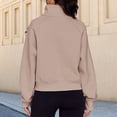 thumbnail image 4 of Stand Collar Fall Clothes Half Zip Women Solid Color Daily Outfit (Coffee XL), 4 of 6