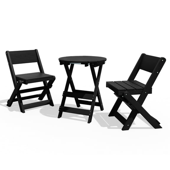 HDPE Foldable Modern Bistro Set Of 3 3 -Piece Patio Conversation Set