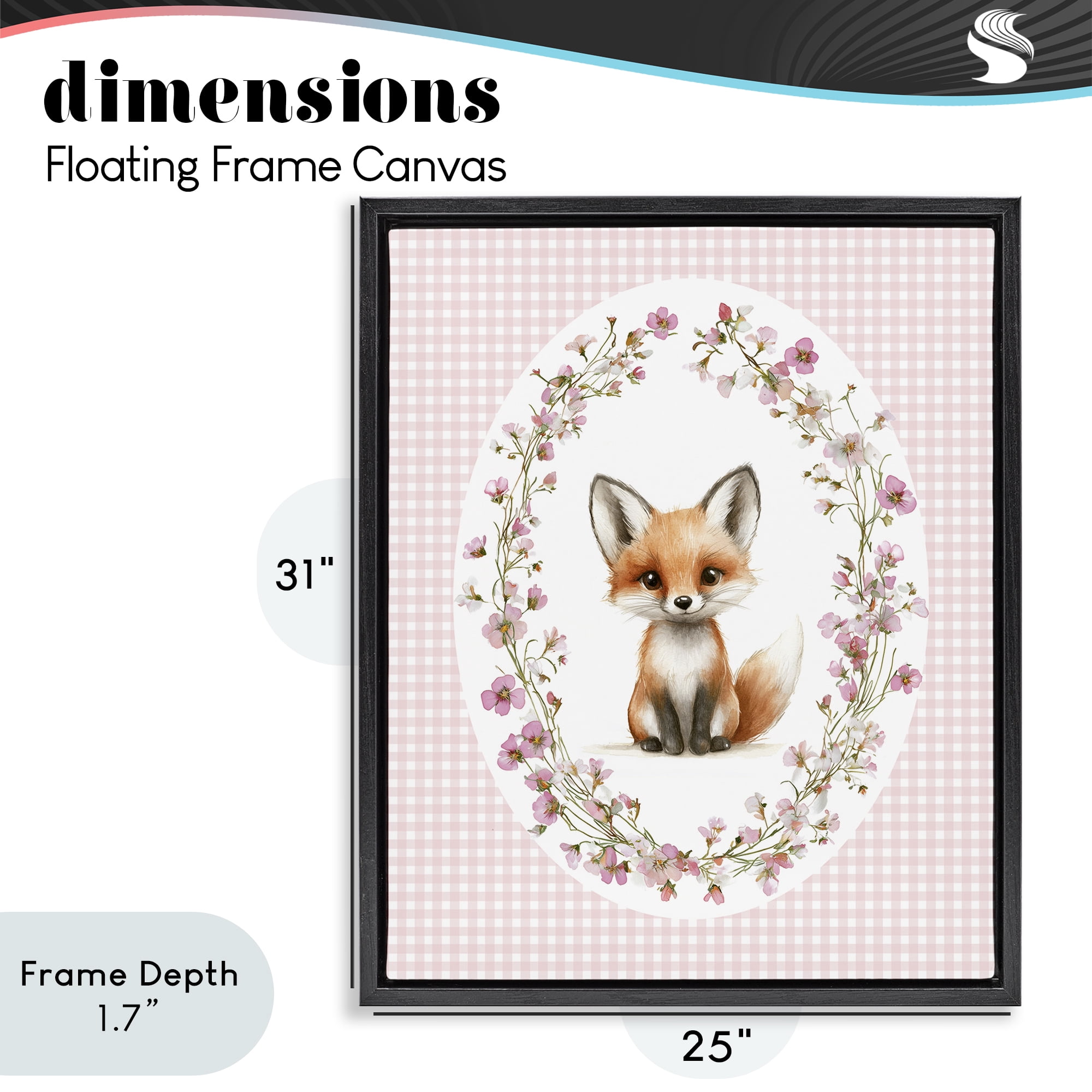 Stupell Industries Fox with Cherry Blossoms Black Framed Floater Canvas Wall Art, design by Christine Simpson Art