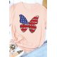 thumbnail image 2 of ABPHQTO Camiseta estampada con cuello redondo y estampado de mariposas y leopardo con bandera americana rosa para mujer, 2 of 5