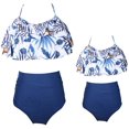 thumbnail image 2 of Mommy and Me Bathing Suit Two Piece Swimming Suit Family Matching Swimsuits Halter Neck Ruffle Bikini Set, 2 of 4