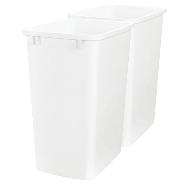 Rev-A-Shelf 35 Qt Polymer Replacement Trash Bin Containers, RV-35-11-2, White, 2 Pack