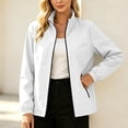 thumbnail image 2 of QIYAGBSA Women Lightweight Water Resistant Windbreaker Jacket Stand Collar Zip Up with Pockets Casual Outdoor Wear (White, 2XL), 2 of 8