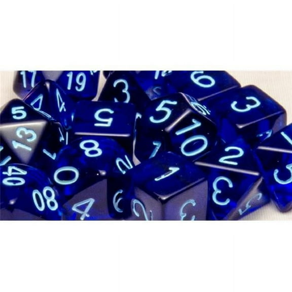 Role 4 Initiative Polyhedral Dice - Translucent Dark Blue w/Light Blue and Arch'd4 (7) New