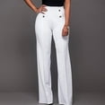 thumbnail image 5 of Tuphregyow Women's Fashion Slim Flare Pants Clearance Breathable Solid Trendy New Style Classic Elegant Elastic Straight Leg Pants Mid Waist Button with Pockets Pants Outdoor White M, 5 of 7