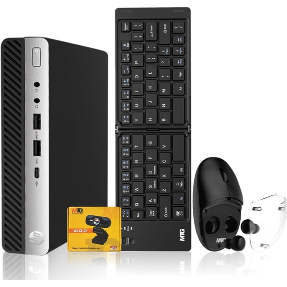 Restored HP EliteDesk G5 Tiny Mini PC,Intel i5,16GB RAM,256GB SSD+500GB HDD,Foldable Wireless Keyboard/Mouse with Built-in Earbuds,Webcam,USB WiFi & BT,Windows 11