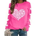 thumbnail image 4 of BLTIBY Valentine Shirts for Women Love Heart Printed Sweater Crewneck Long Sleeve Pullover Blouse Casual Fashion Valentines the Day Top Hot Pink L, 4 of 8
