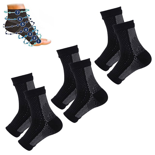 Dreparja - 3 pares de tobilleras de compresión para fascitis plantar - Tobillera para recuperación de lesiones, calcetines de compresión sin dedos para fútbol y fitness para mujeres y hombres