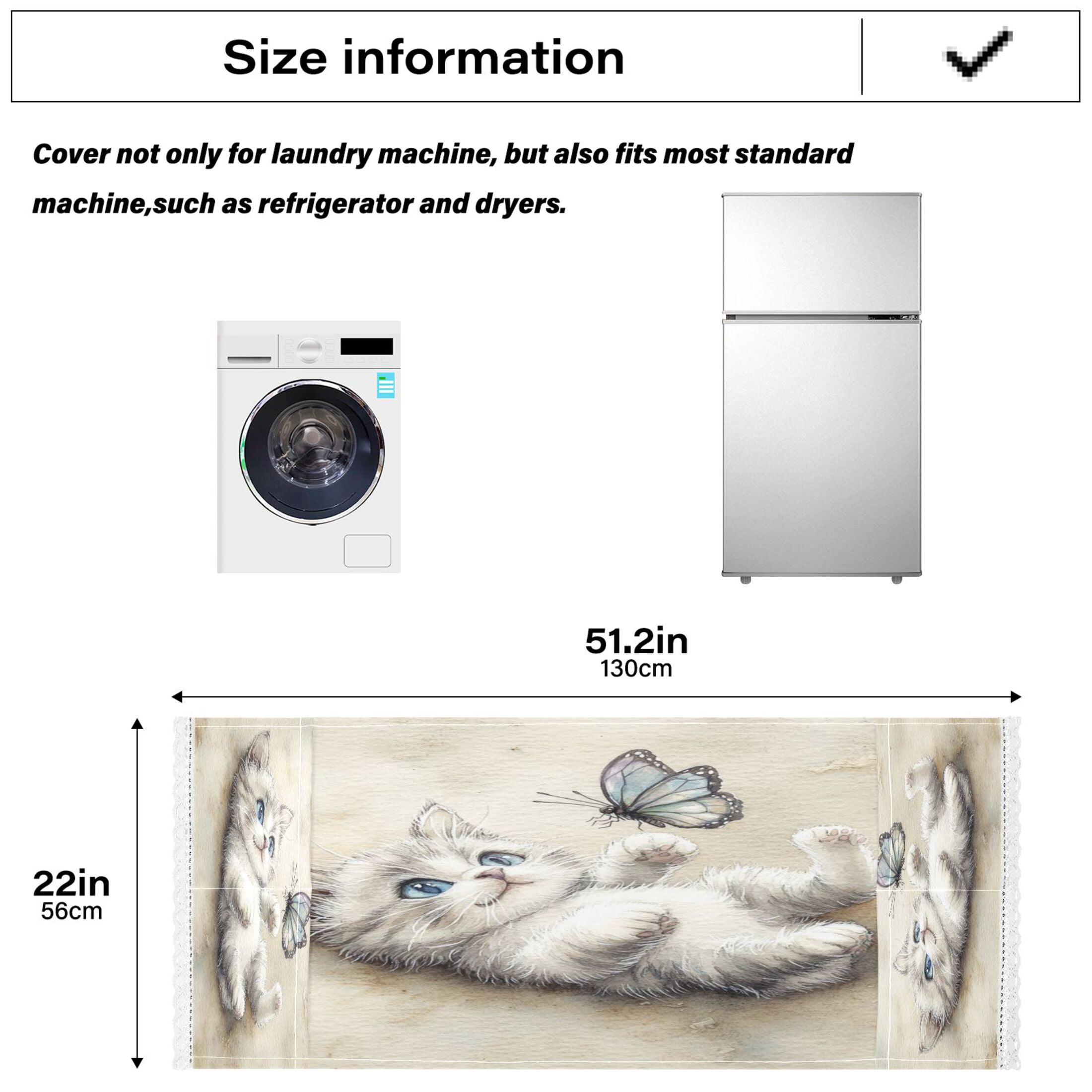 WOBOGO Cat Plays with Butterfly Washing Machine Cloth Dryer Refrigerator Top Cover Protective Non-Slip Mat For Kitchen Laundry