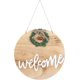 thumbnail image 1 of Welcome Door Sign with Logo, Wreath, Porch Decor, Wooden Pendant with Artificial Green Plants and Arches, Suitable for Villa Facade, Farmhouse, Yard, 1 of 5