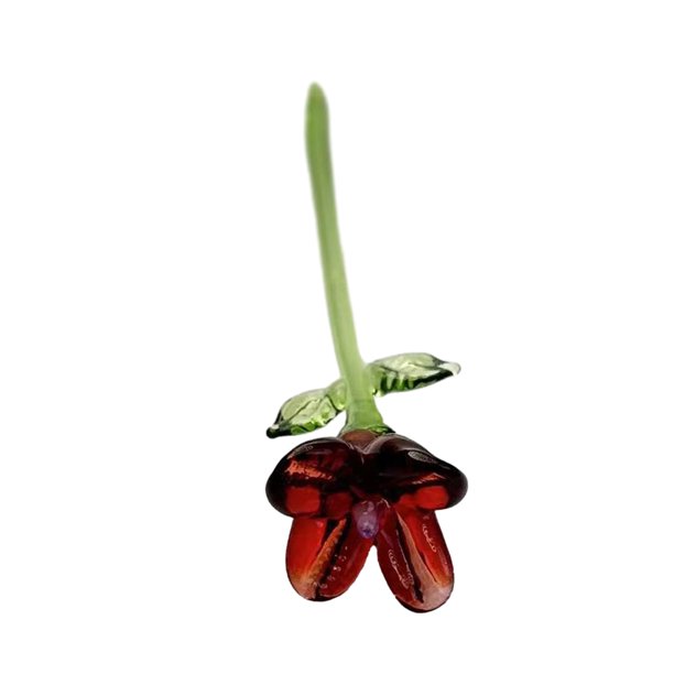 Decoración floral de vidrio hecha a mano con tallo, miniplantas florales sopladas a mano, figura decorativa para el hogar, sala de estar, oficina, mesa, florero.