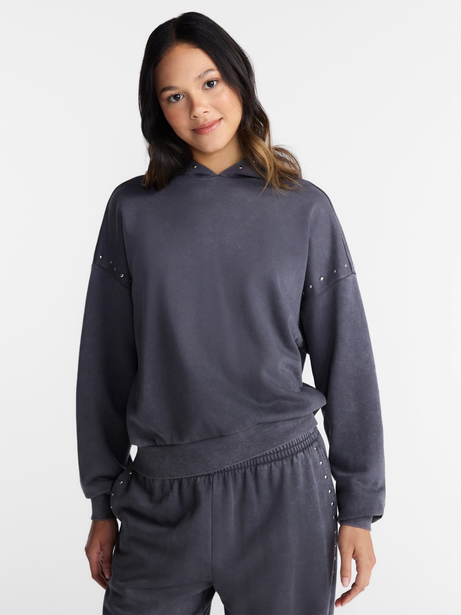 No Boundaries Boxy Zip Up Hoodie, Women's XXS-XXL - Walmart.com