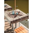 thumbnail image 2 of Outdoor Tablecloth with Umbrella Hole for Patio/Picnic/Party/Camping, Texas Star Vintage Waterproof Table Cloth Square Cover Washable, Brown Retro Art Red Berry Farmhouse (54"x 54"), 2 of 8