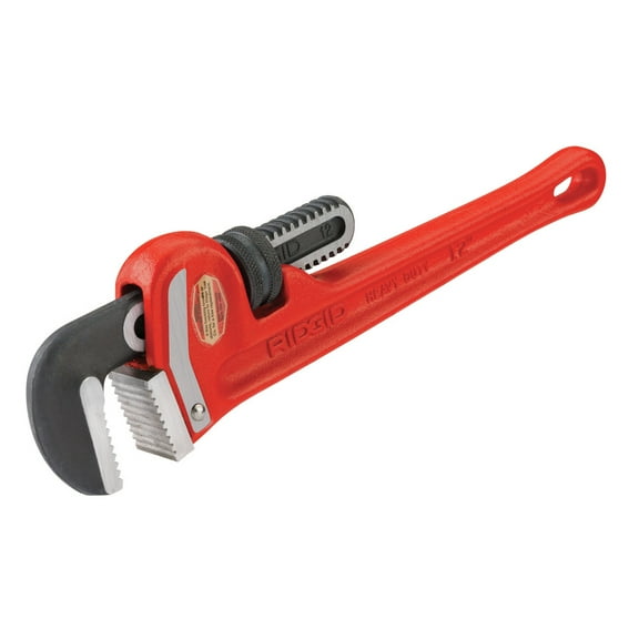 Ridgid 12" Heavy-Duty Straight Pipe Wrench, 2" Pipe Capacity, Red 31015