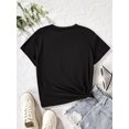 thumbnail image 2 of Summer Beach Casual Tee, Two Shades Blue Hibiscus Flower Tropical Floral Print Crew Neck Short Sleeve T-Shirt for Vacation, 2 of 6
