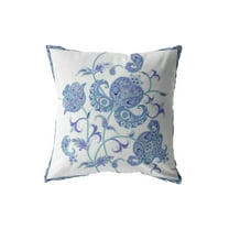 Henna Wildflower Indoor/Outdoor Fabric Pillow with Zip in Light Blue16x16
