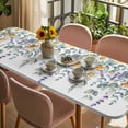 thumbnail image 3 of Floral Eucalyptus Leaves Table Cloths for 8 Foot Rectangle Tables, Summer Botanical Watercolor Daisy Patio Waterproof Elastic Fitted Tablecloths, Washable Rectangular Table Cover for Camping, 3 of 8