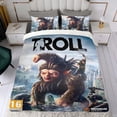 thumbnail image 4 of Troll y Yo Conjunto de sábanas temático, trío de piezas, cómodo y amigable con la piel, diseño único, regalo de decoración para el hogar para familiares, amigos y fans,173cm *218cm, 4 of 6