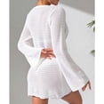 thumbnail image 4 of Bikini Cover Up Lightweight Crochet Swimsuit Coverup for Women Summer Long Sleeve V Neck Bathing Suits Coverups, 4 of 5