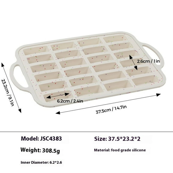 1 Pcs Brownie Pan With Dividers Silicone Nonstick Mini Individual 24 Cup Square Muffin Cupcake Pans with Metal Frame(Cream)