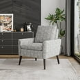 thumbnail image 3 of Homesvale Allyson Mid-Century Modern Small Space Armchair, Gray and Cream Honeycomb Polyester, 3 of 9